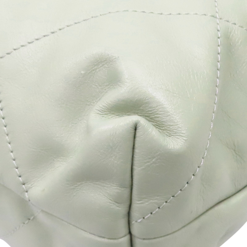 淺綠色 牛皮 CHANEL 22 MEDIUM 鍊帶 肩背包 銀扣【CHANEL 香奈兒】 AS3261-14