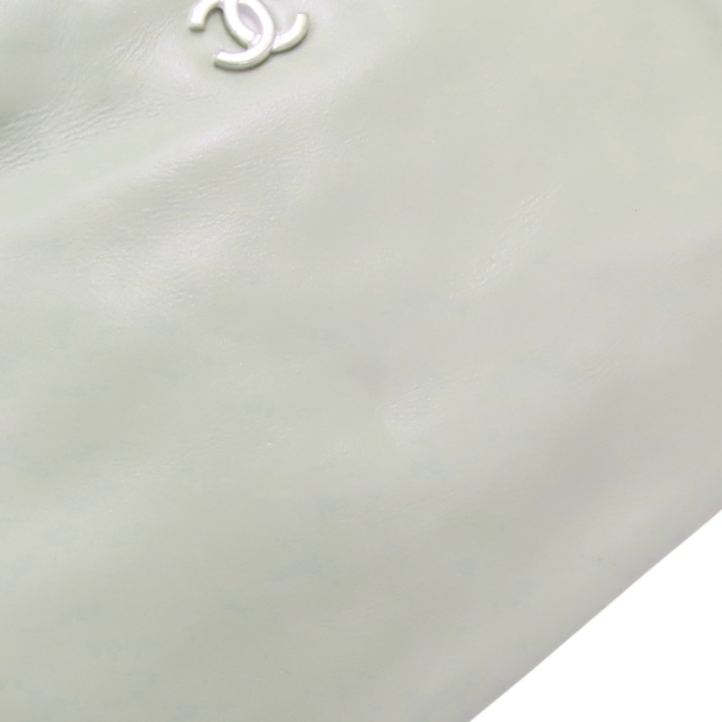 淺綠色 牛皮 CHANEL 22 MEDIUM 鍊帶 肩背包 銀扣【CHANEL 香奈兒】 AS3261-15