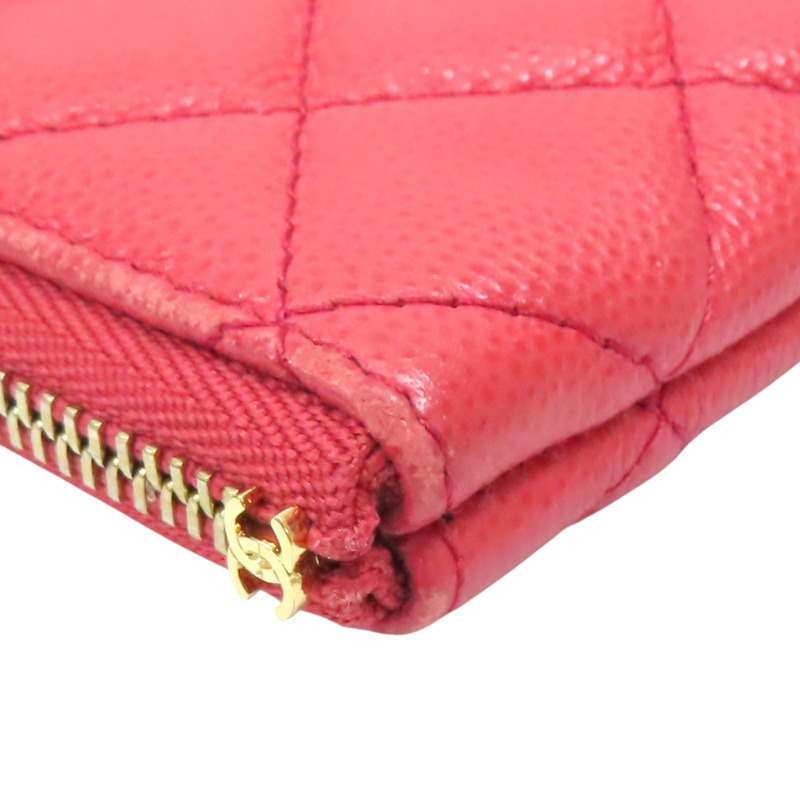 鮭魚粉紅 菱格紋 牛皮 零錢包 無卡【CHANEL 香奈兒】-9