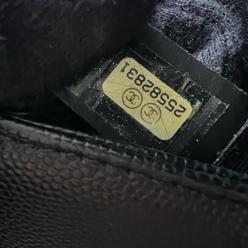 CHANEL Boy 25 V紋粒面牛皮口蓋包 - 黑淡金25開-24