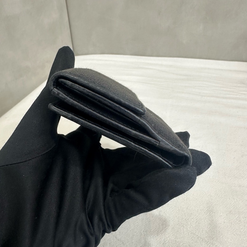 Gucci 中古黑色馬銜扣老花領錢袋短夾-3