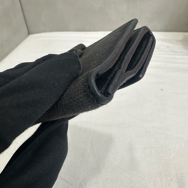 Gucci 中古黑色馬銜扣老花領錢袋短夾-5