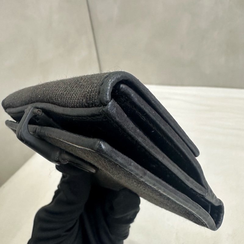 Gucci 中古黑色馬銜扣老花領錢袋短夾-9