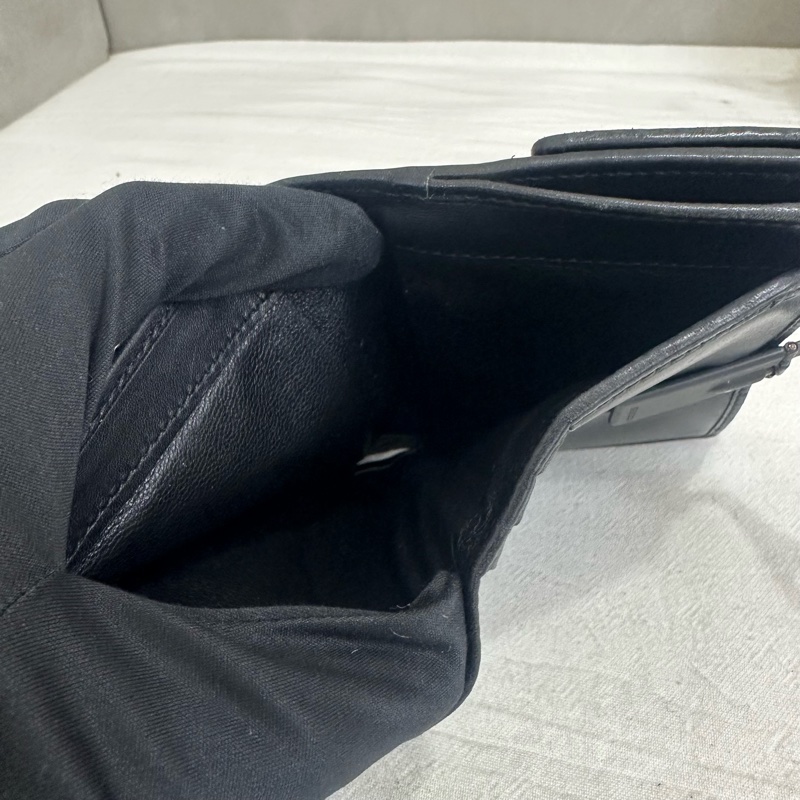 Gucci 中古黑色馬銜扣老花領錢袋短夾-11