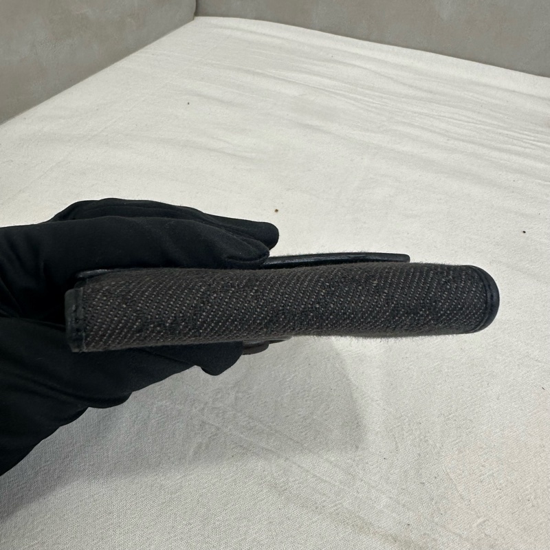 Gucci 中古黑色馬銜扣老花領錢袋短夾-15