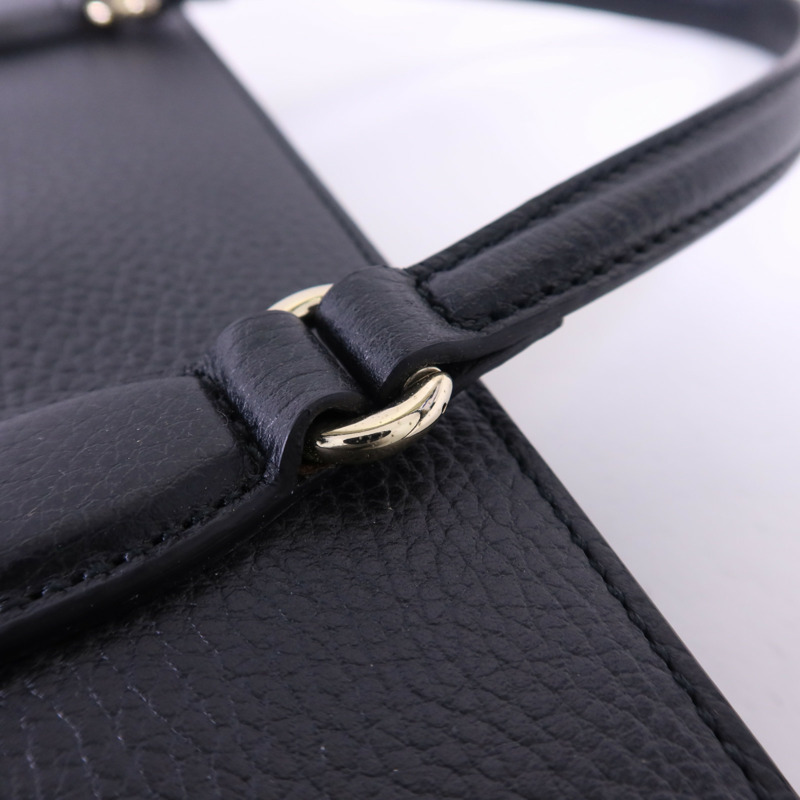 GUCCI 牛皮皮革Interlocking G金扣手挽袋-10