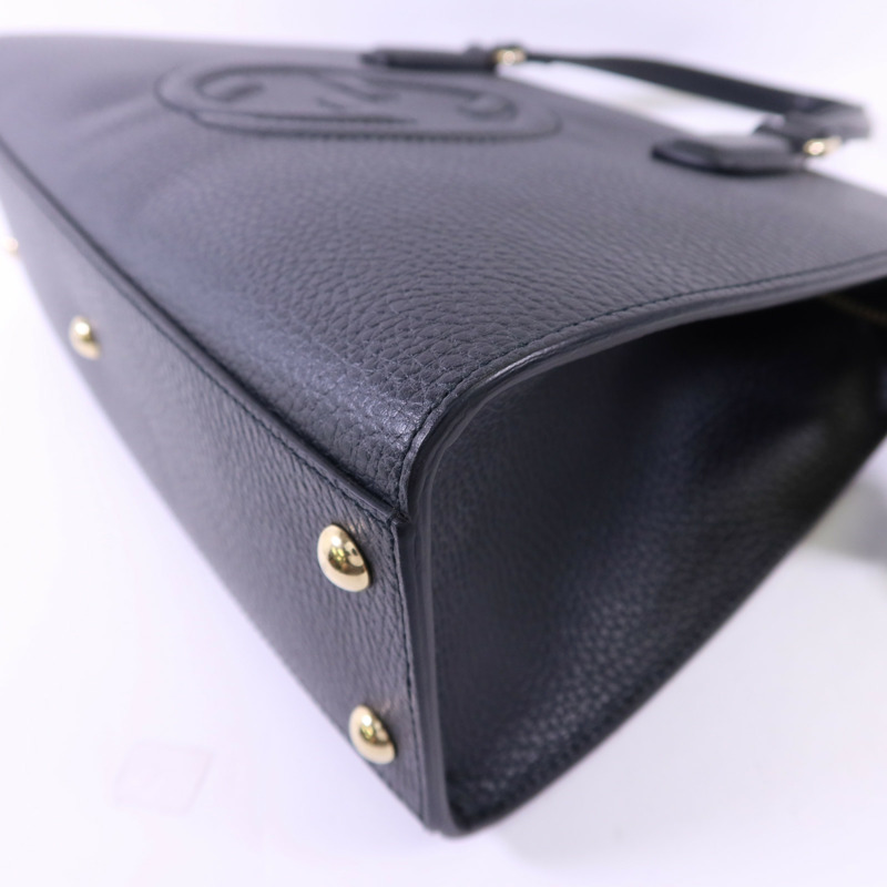 GUCCI 牛皮皮革Interlocking G金扣手挽袋-11