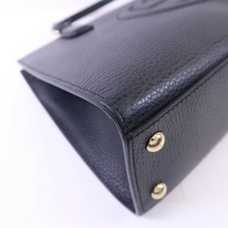 GUCCI 牛皮皮革Interlocking G金扣手挽袋-12