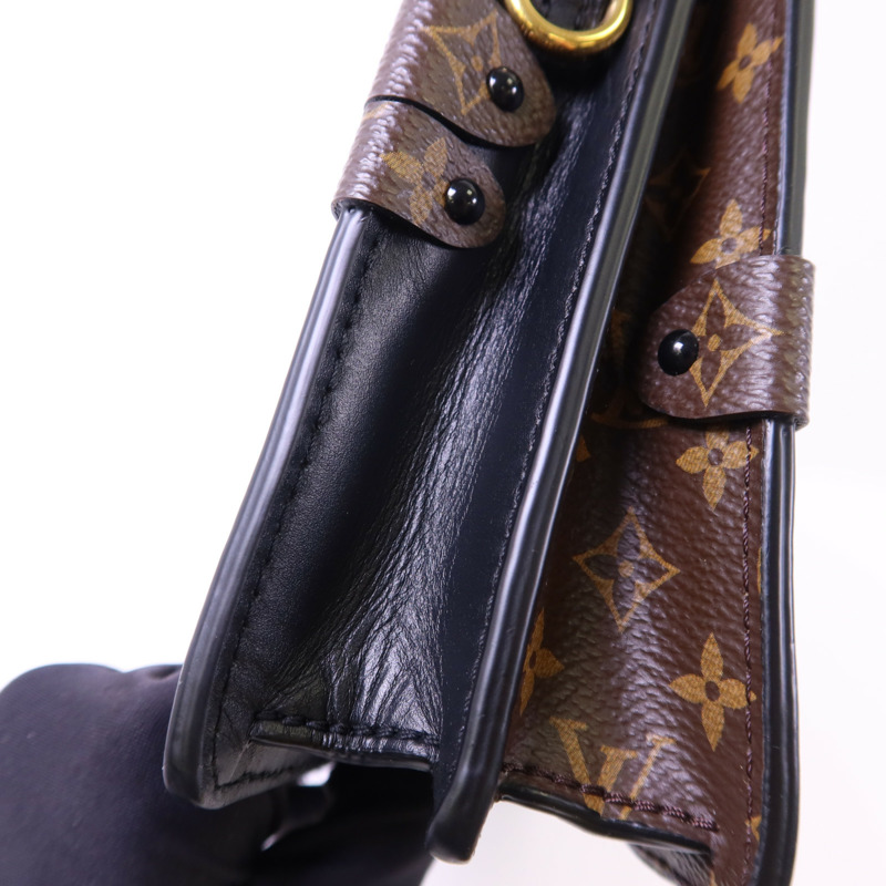 LOUIS VUITTON Monogram Reverse Trunk Clutch金扣肩背袋棕色-13