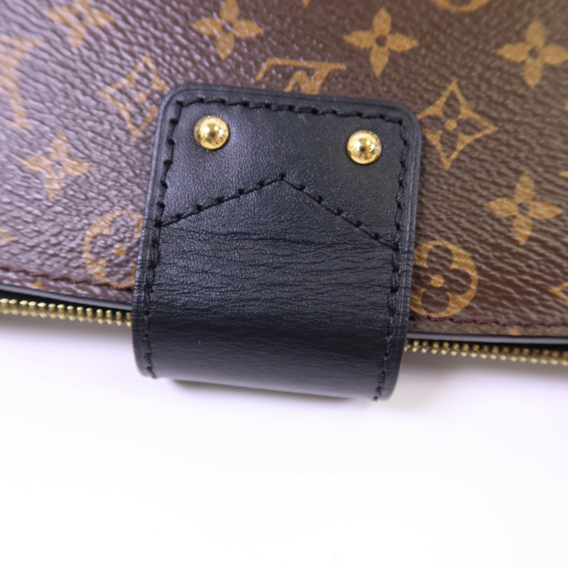 LOUIS VUITTON Monogram Reverse Trunk Clutch金扣肩背袋棕色-14