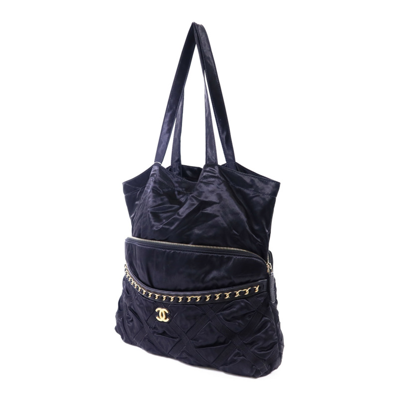 CHANEL 緞布Grosgrain Tote Bag金扣手挽袋-2