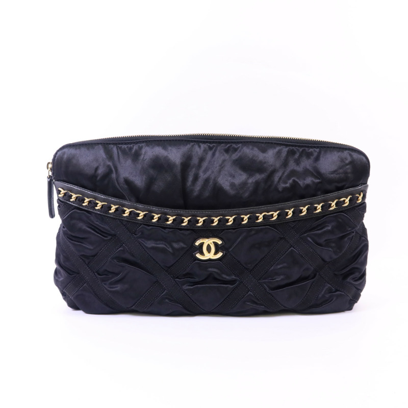 CHANEL 緞布Grosgrain Tote Bag金扣手挽袋-6