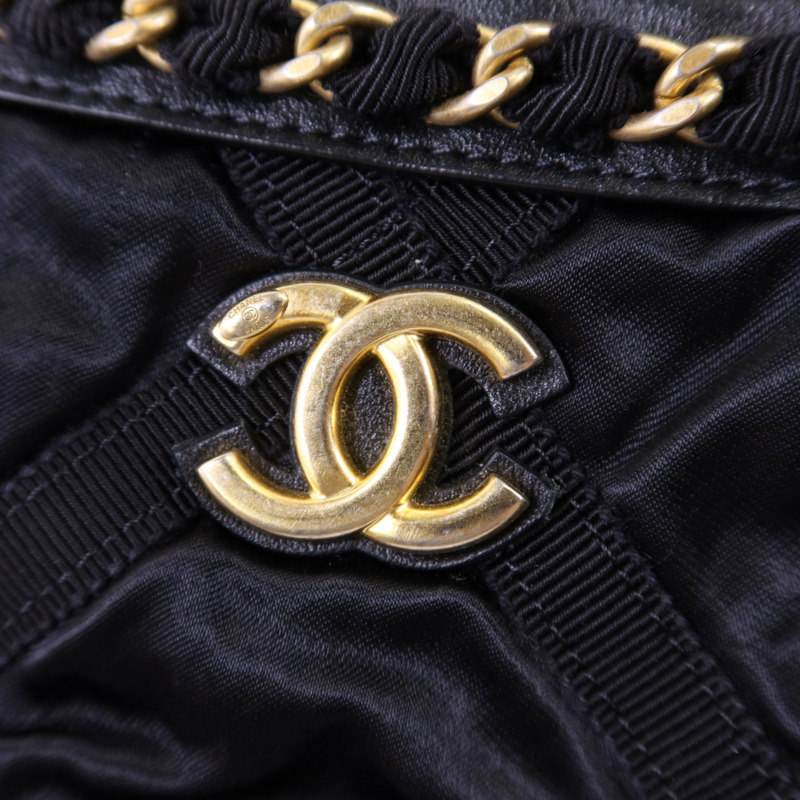 CHANEL 緞布Grosgrain Tote Bag金扣手挽袋-10