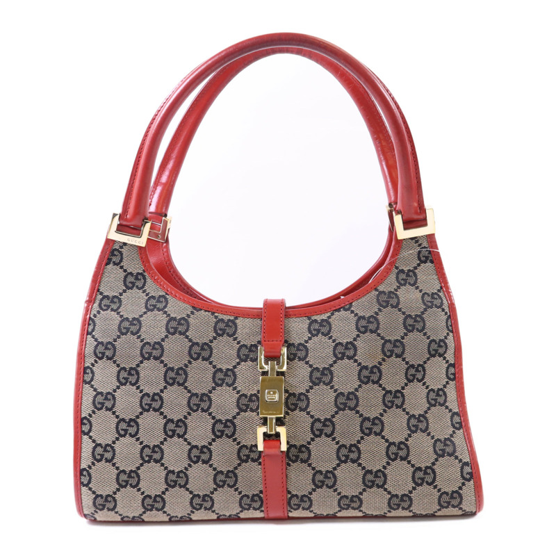 GUCCI 帆布GG Jackie Shoulder Bag金扣肩背袋-0