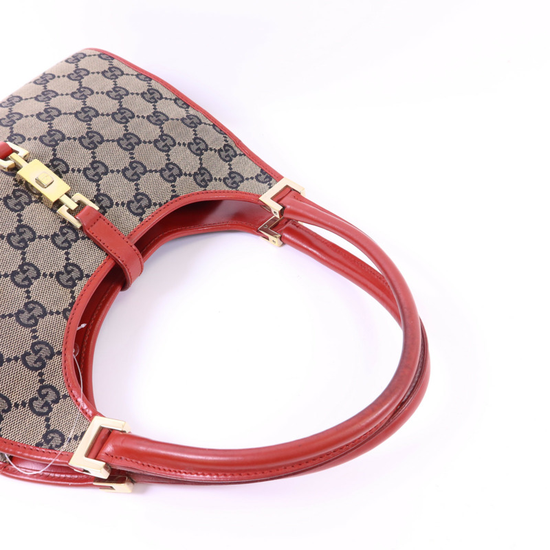 GUCCI 帆布GG Jackie Shoulder Bag金扣肩背袋-4