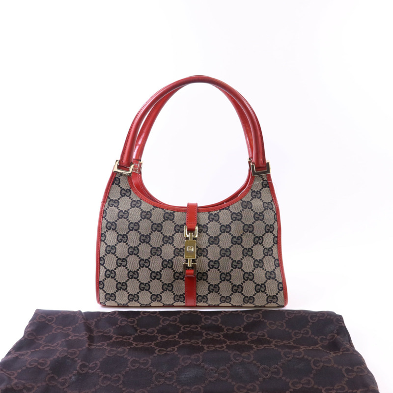 GUCCI 帆布GG Jackie Shoulder Bag金扣肩背袋-15