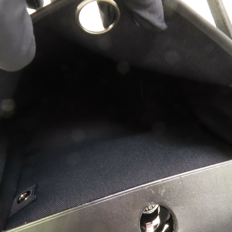 HERMES 帆布Herbag PM銀扣手挽肩背兩用袋Noir-10