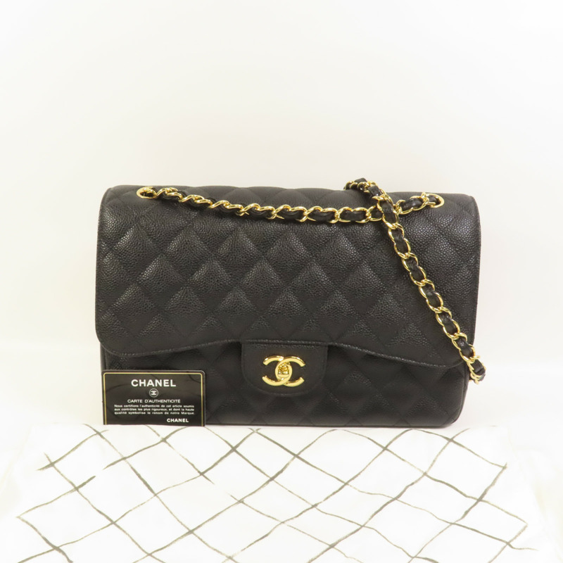CHANEL 牛皮皮革Classic Large金扣肩背袋-9