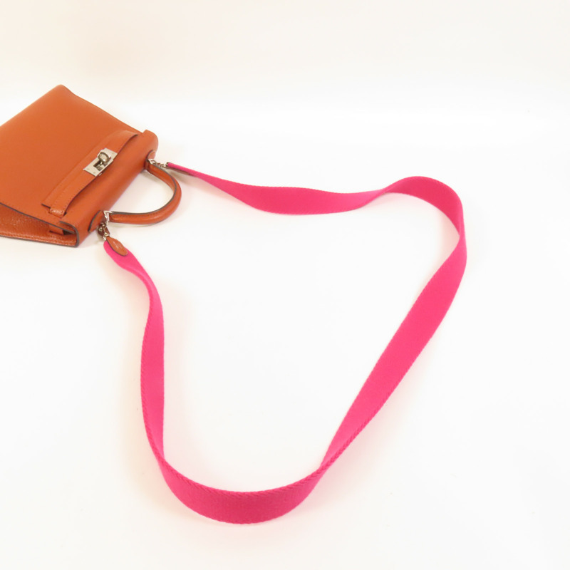 HERMES Chevre皮革Mini Kelly銀扣手挽肩背兩用袋-5