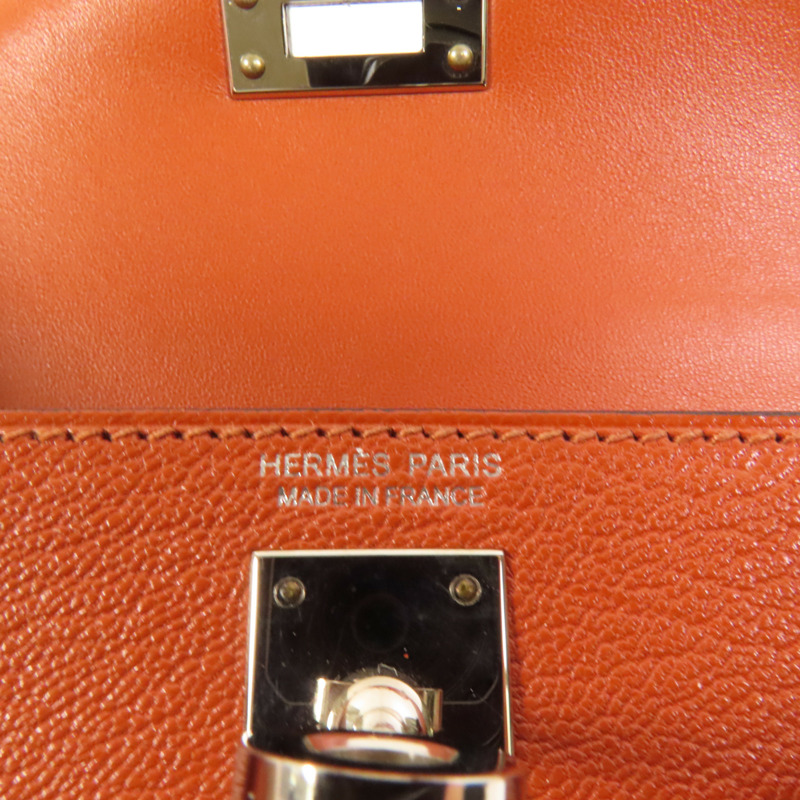 HERMES Chevre皮革Mini Kelly銀扣手挽肩背兩用袋-8