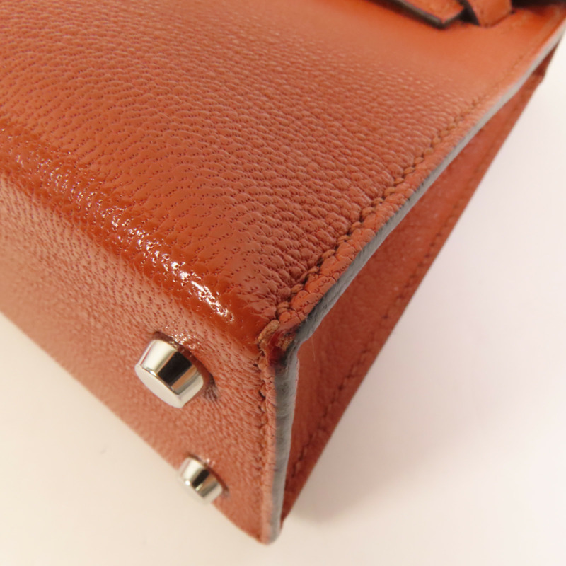 HERMES Chevre皮革Mini Kelly銀扣手挽肩背兩用袋-10