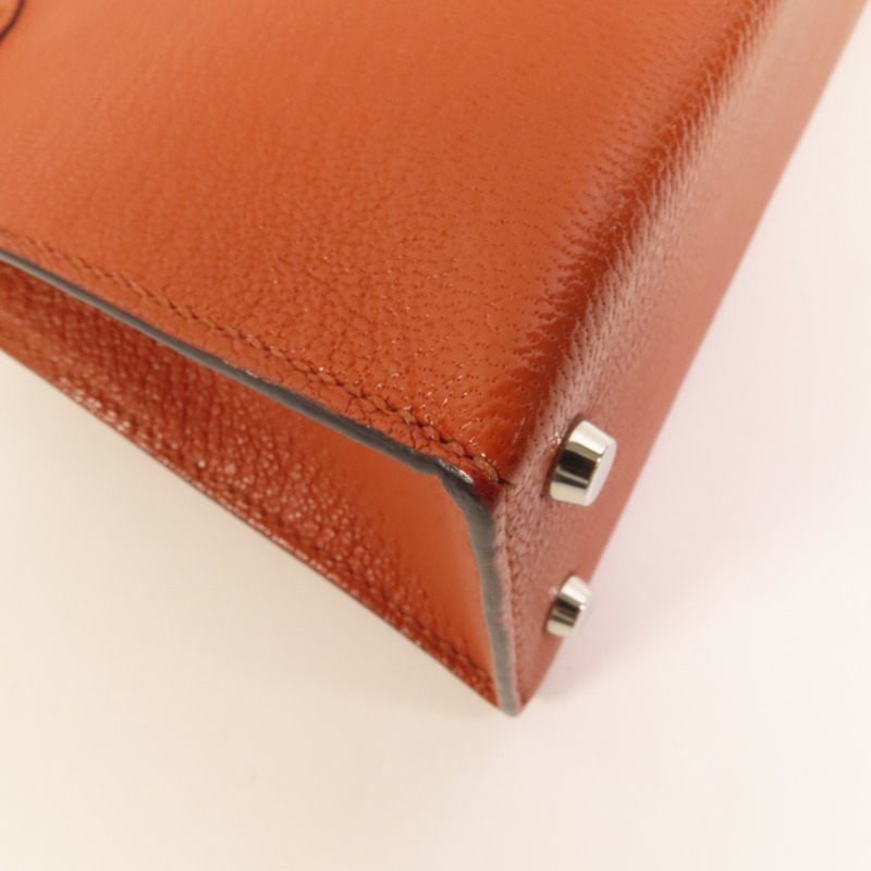 HERMES Chevre皮革Mini Kelly銀扣手挽肩背兩用袋-11