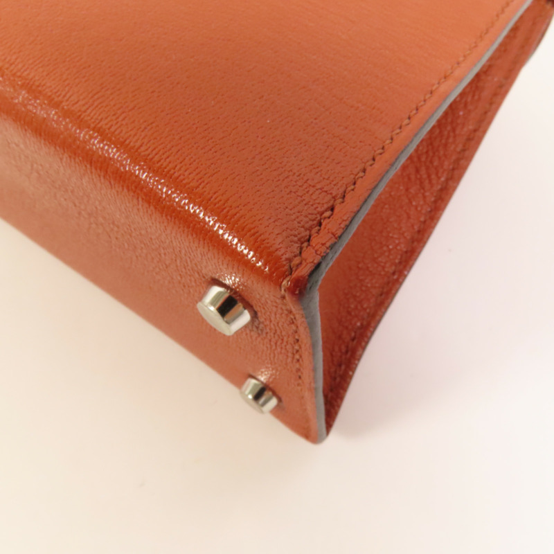 HERMES Chevre皮革Mini Kelly銀扣手挽肩背兩用袋-12