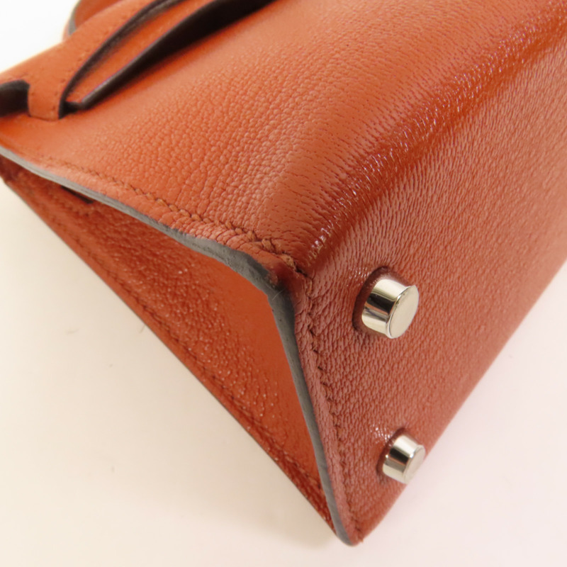 HERMES Chevre皮革Mini Kelly銀扣手挽肩背兩用袋-13