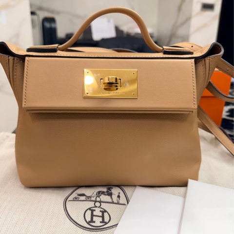 Hermes mini2424 奶茶色 chai om色U刻