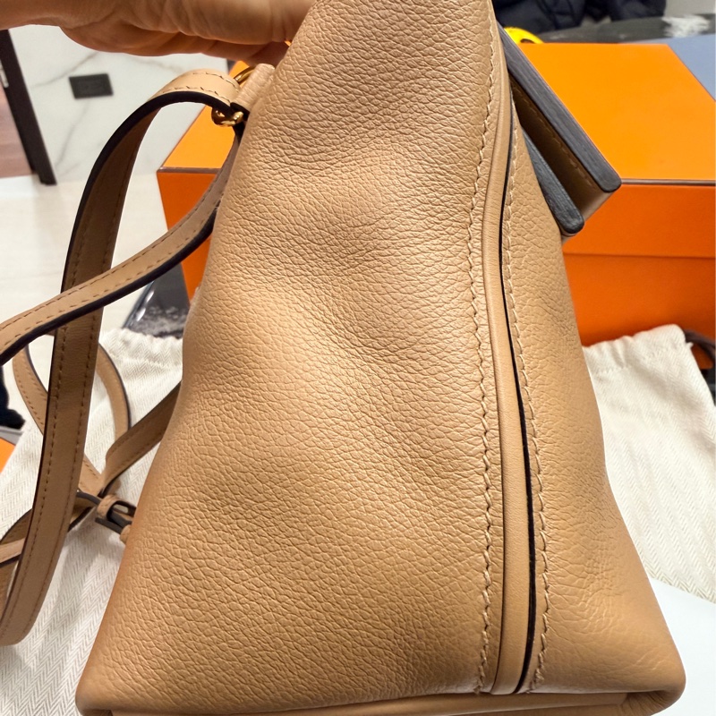 Hermes mini2424 奶茶色 chai om色U刻-3