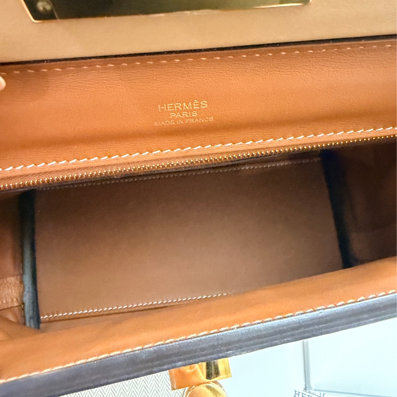 Hermes mini2424 奶茶色 chai om色U刻-5