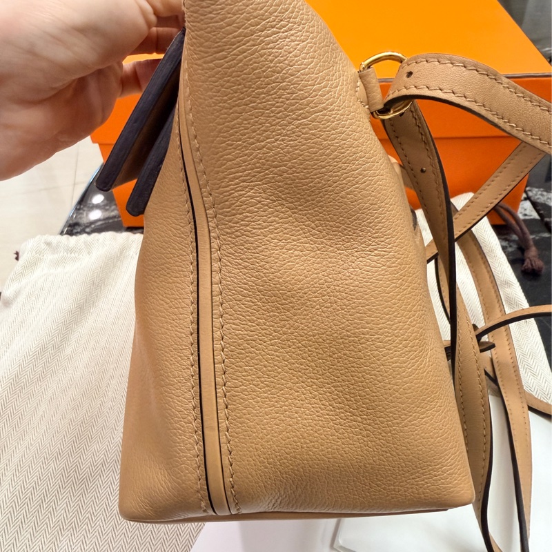 Hermes mini2424 奶茶色 chai om色U刻-7