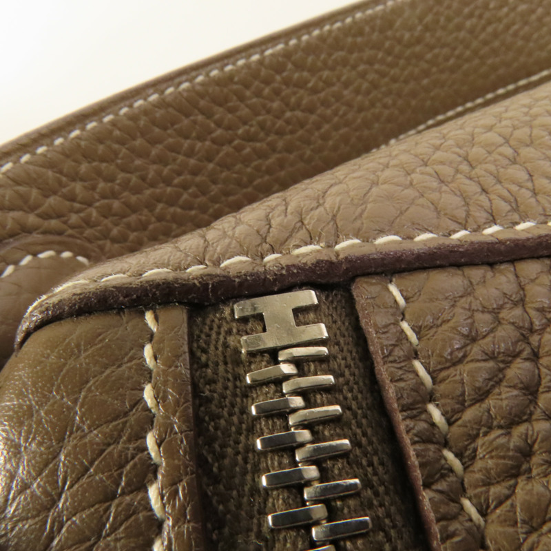 HERMES Clemence皮革Lindy 30銀扣手挽肩背兩用袋Etoupe-7