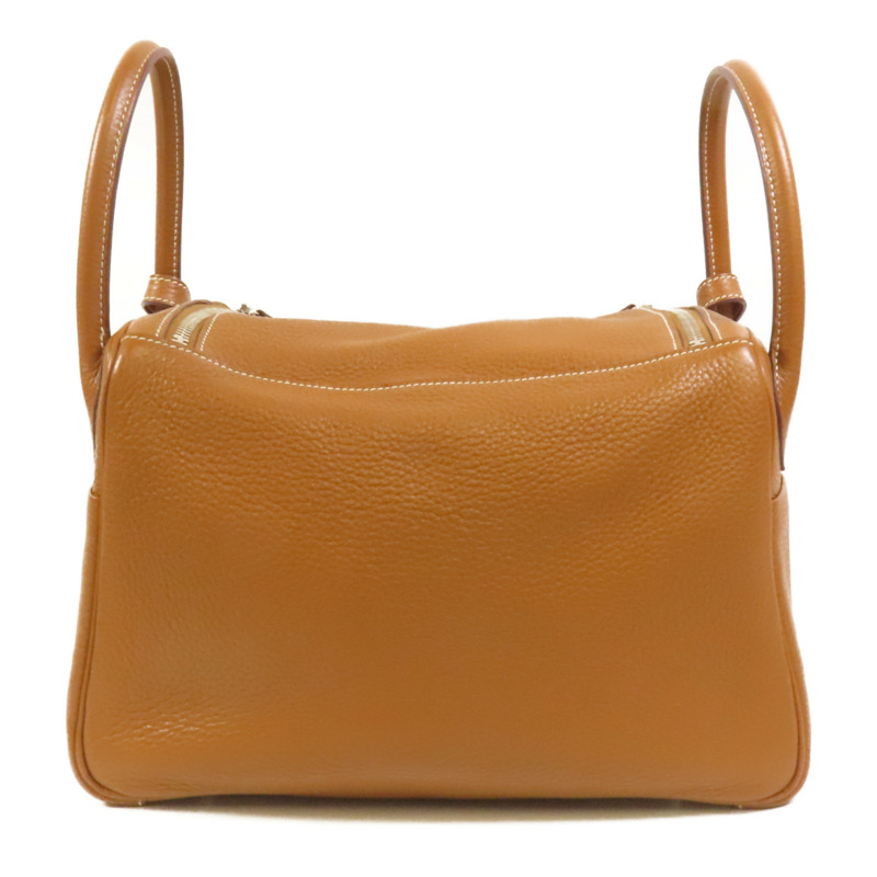 HERMES Clemence皮革Lindy 30銀扣手挽肩背兩用袋Gold-1