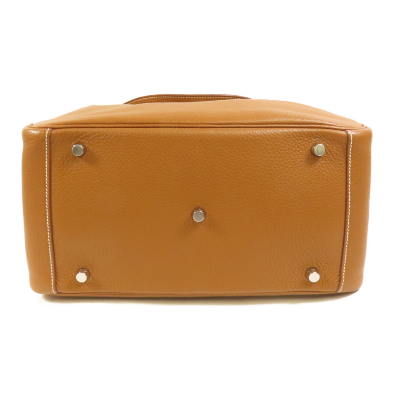 HERMES Clemence皮革Lindy 30銀扣手挽肩背兩用袋Gold-3