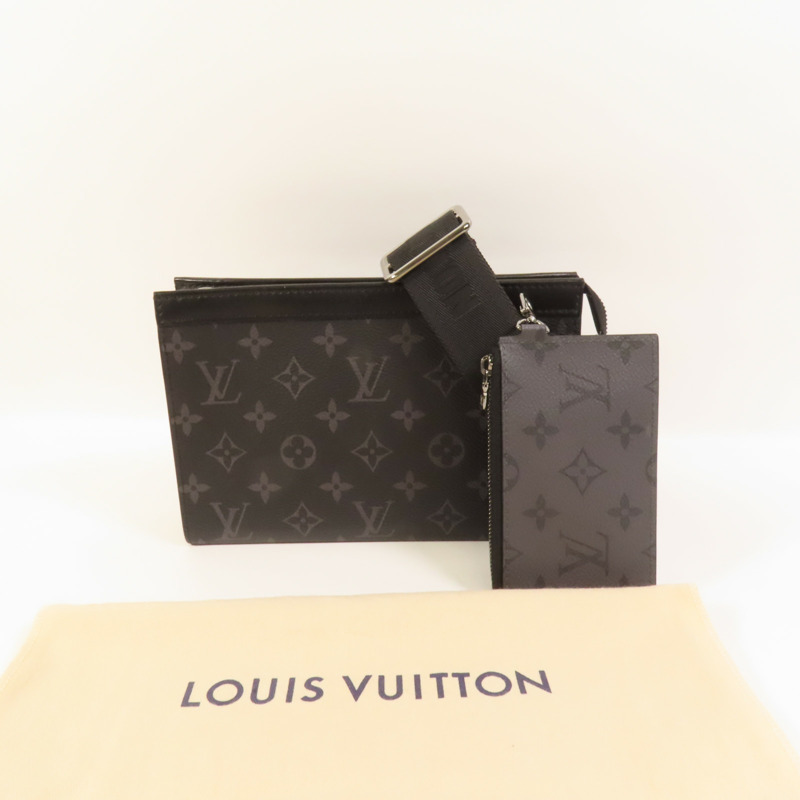 LOUIS VUITTON Monogram Eclipse Gaston銀扣肩背袋-11