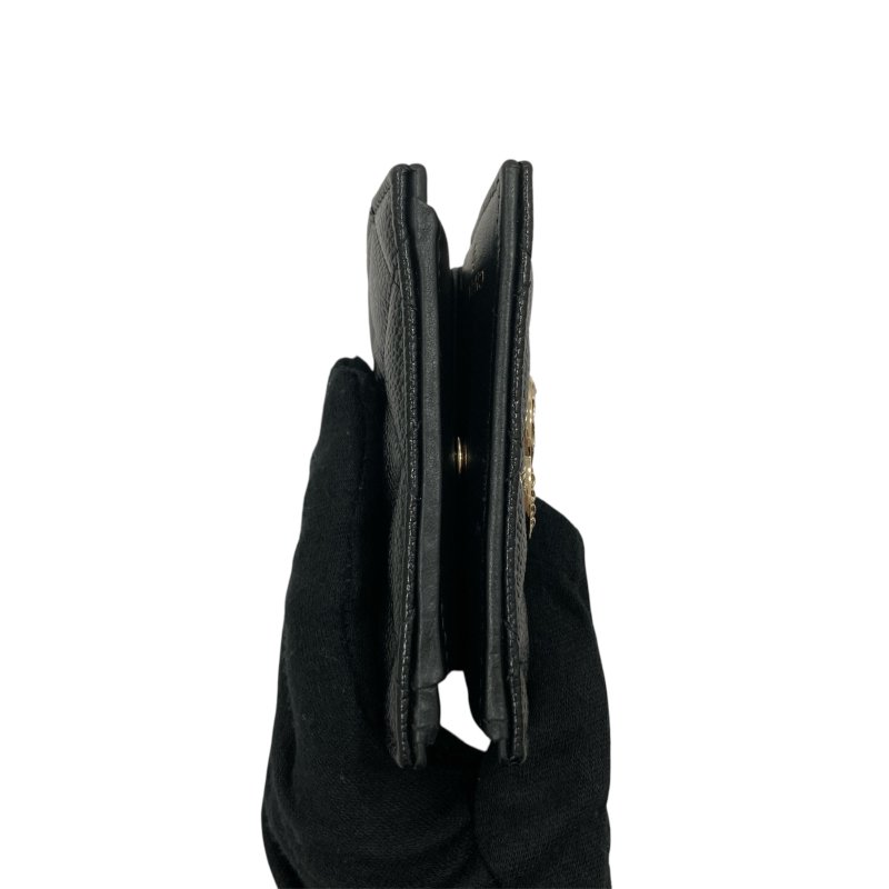 CHANEL 香奈兒 雙折短夾 牛皮 黑色 銀釦-4