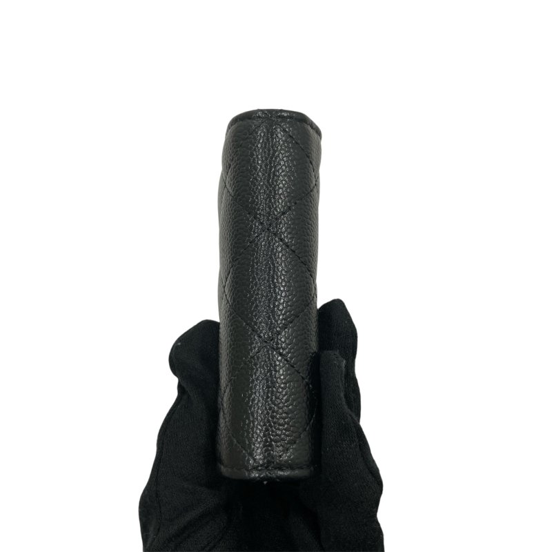 CHANEL 香奈兒 雙折短夾 牛皮 黑色 銀釦-5