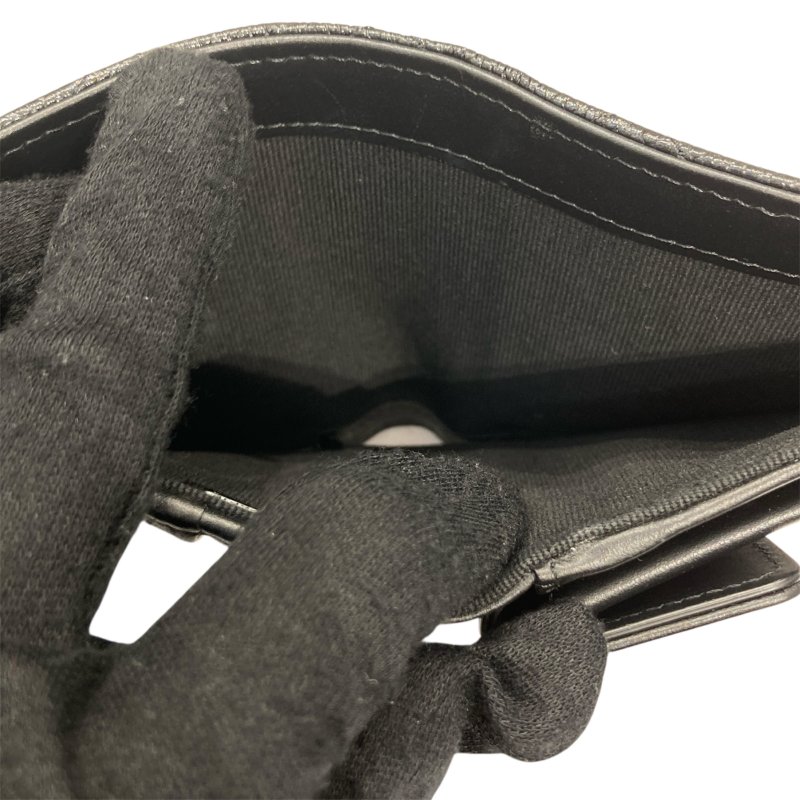 CHANEL 香奈兒 雙折短夾 牛皮 黑色 銀釦-9