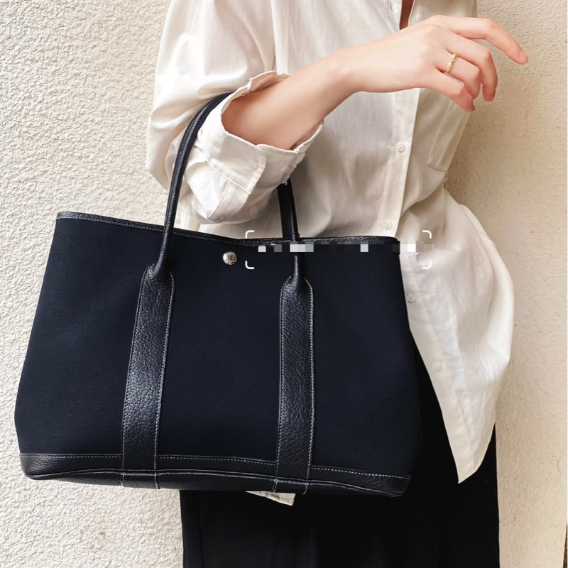 Hermes Garden Party pm 黑色帆布款-0
