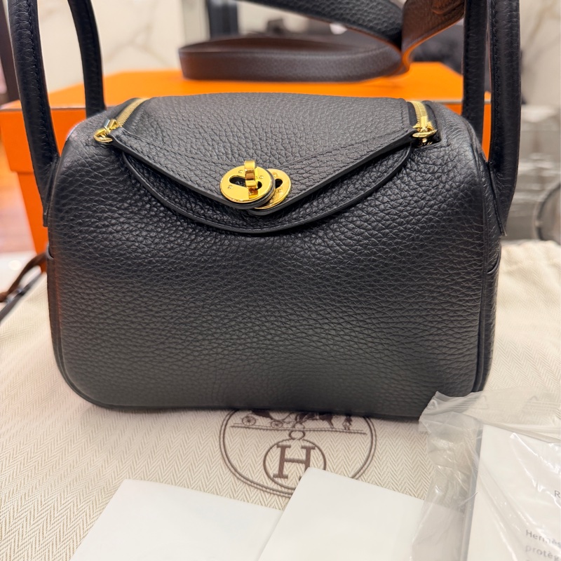 Hermes 愛馬仕 mini Lindy 黑金 Z刻-0