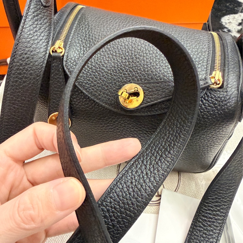 Hermes 愛馬仕 mini Lindy 黑金 Z刻-9