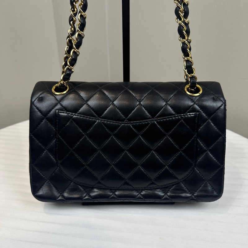 香奈兒/Chanel 經典CF 23 小號黑金羊皮鏈條單肩斜背包 23x6x14.5cm-1