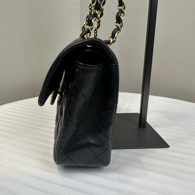 香奈兒/Chanel 經典CF 23 小號黑金羊皮鏈條單肩斜背包 23x6x14.5cm-3