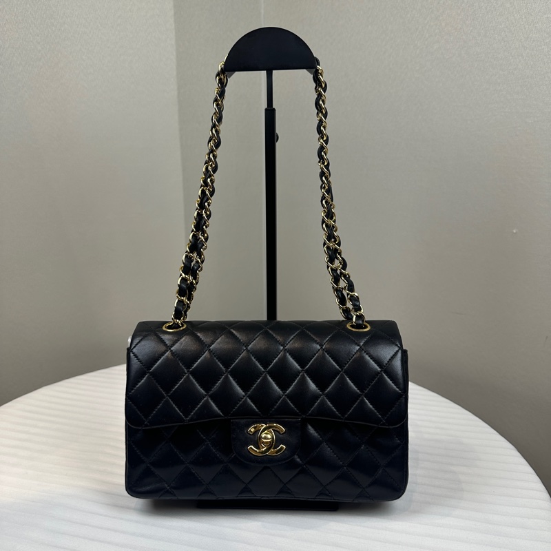 香奈兒/Chanel 經典CF 23 小號黑金羊皮鏈條單肩斜背包 23x6x14.5cm-8