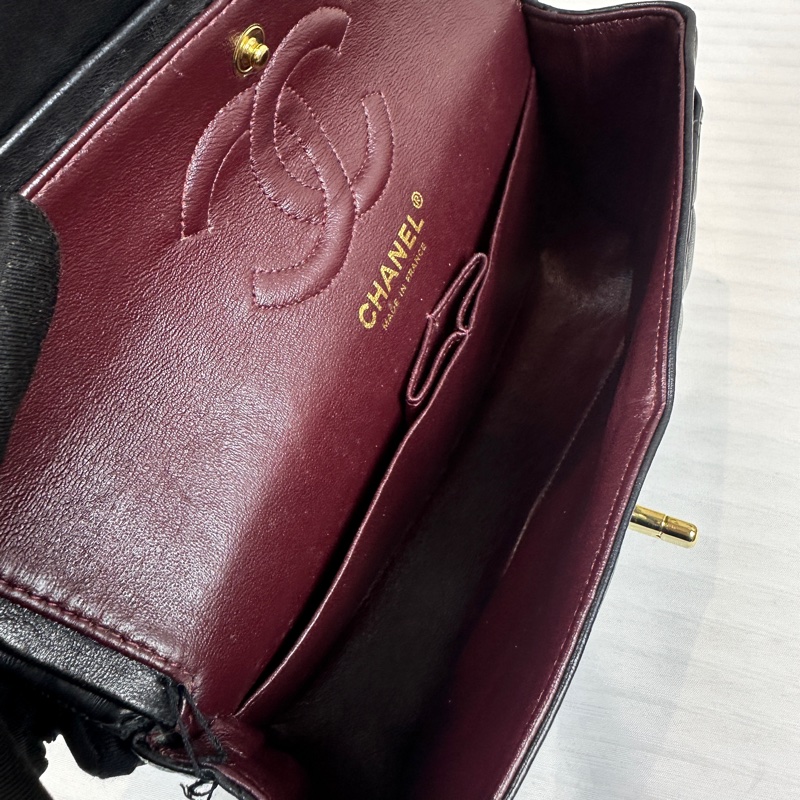 香奈兒/Chanel 經典CF 23 小號黑金羊皮鏈條單肩斜背包 23x6x14.5cm-11