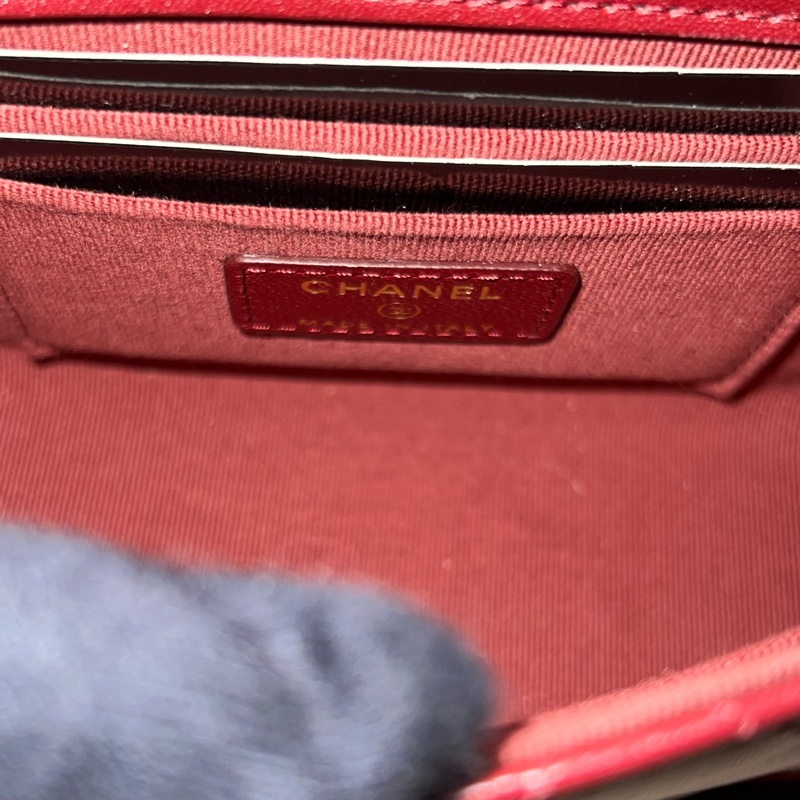 CHANEL 23B珍珠手柄中號鏈包 - 暗紅金-12