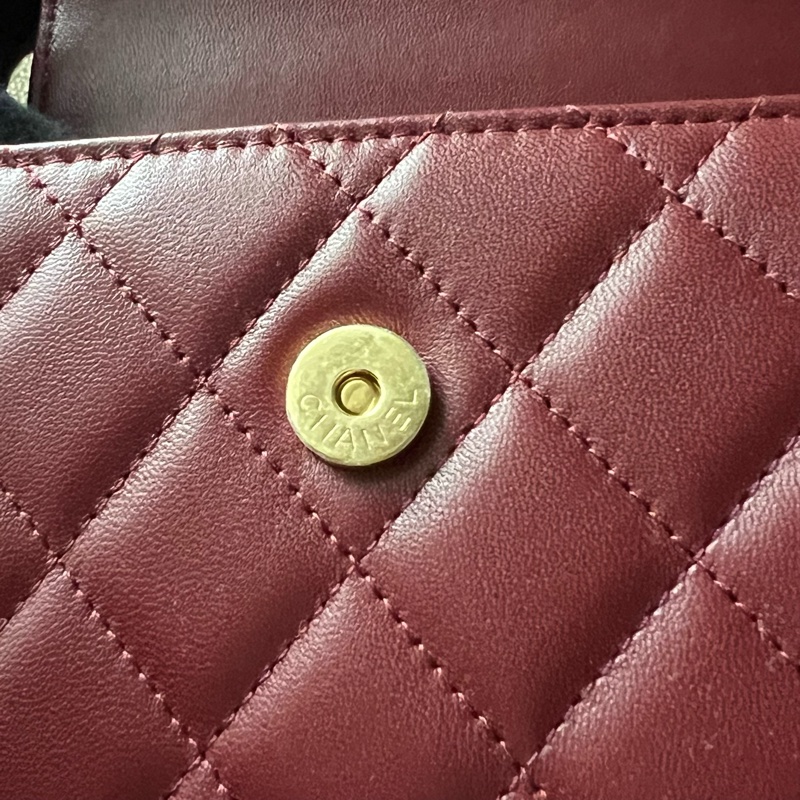 CHANEL 23B珍珠手柄中號鏈包 - 暗紅金-22