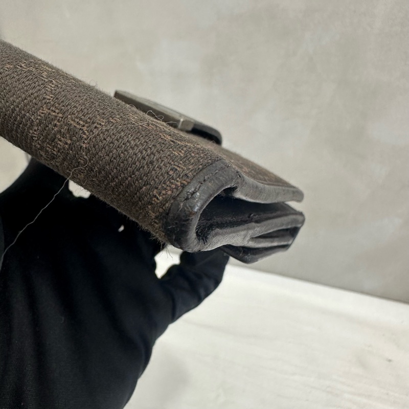 Gucci 中古 咖啡老花拼接皮革短夾-7