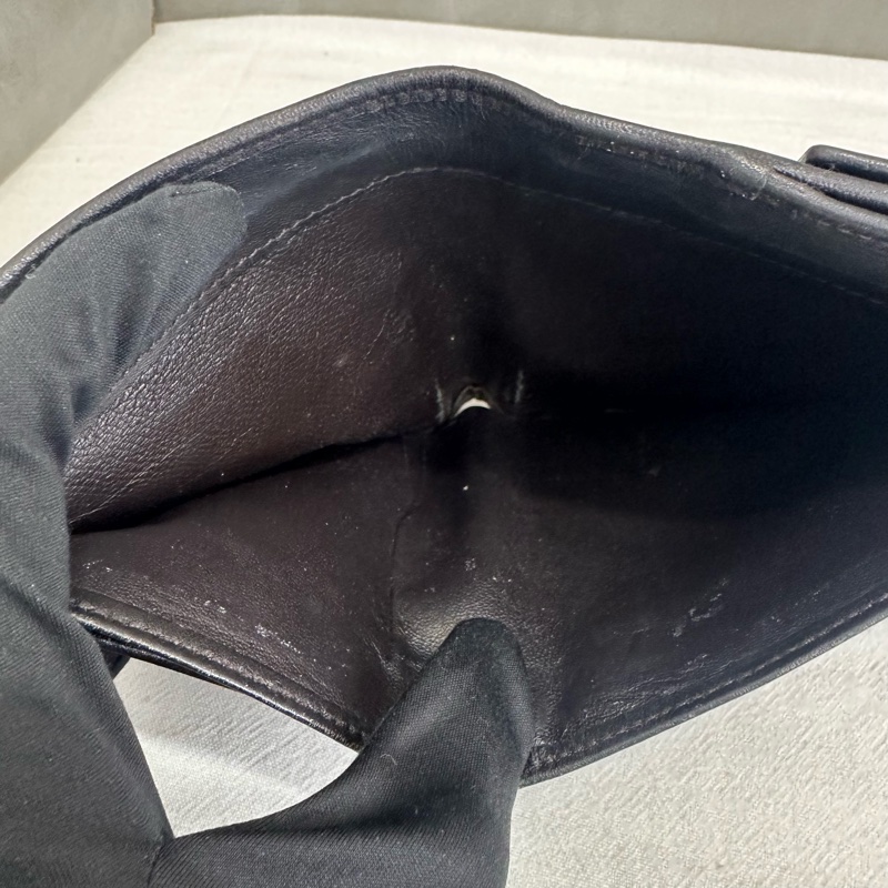 Gucci 中古 咖啡老花拼接皮革短夾-12